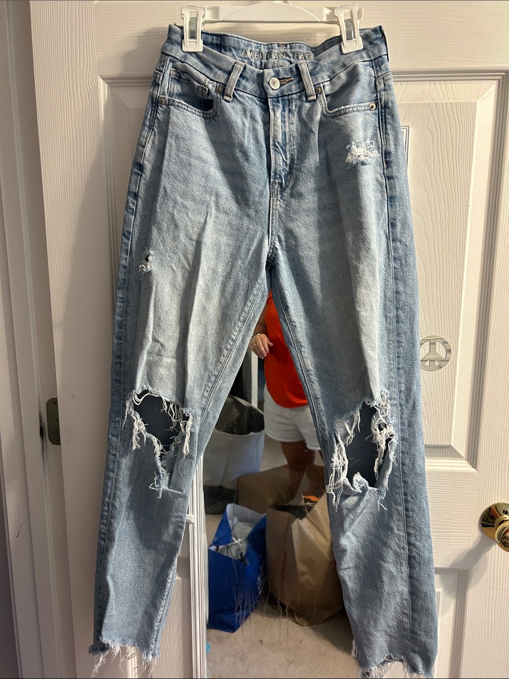 American Eagle Outfitters Light Wash Distressed Boyfriend Jeans